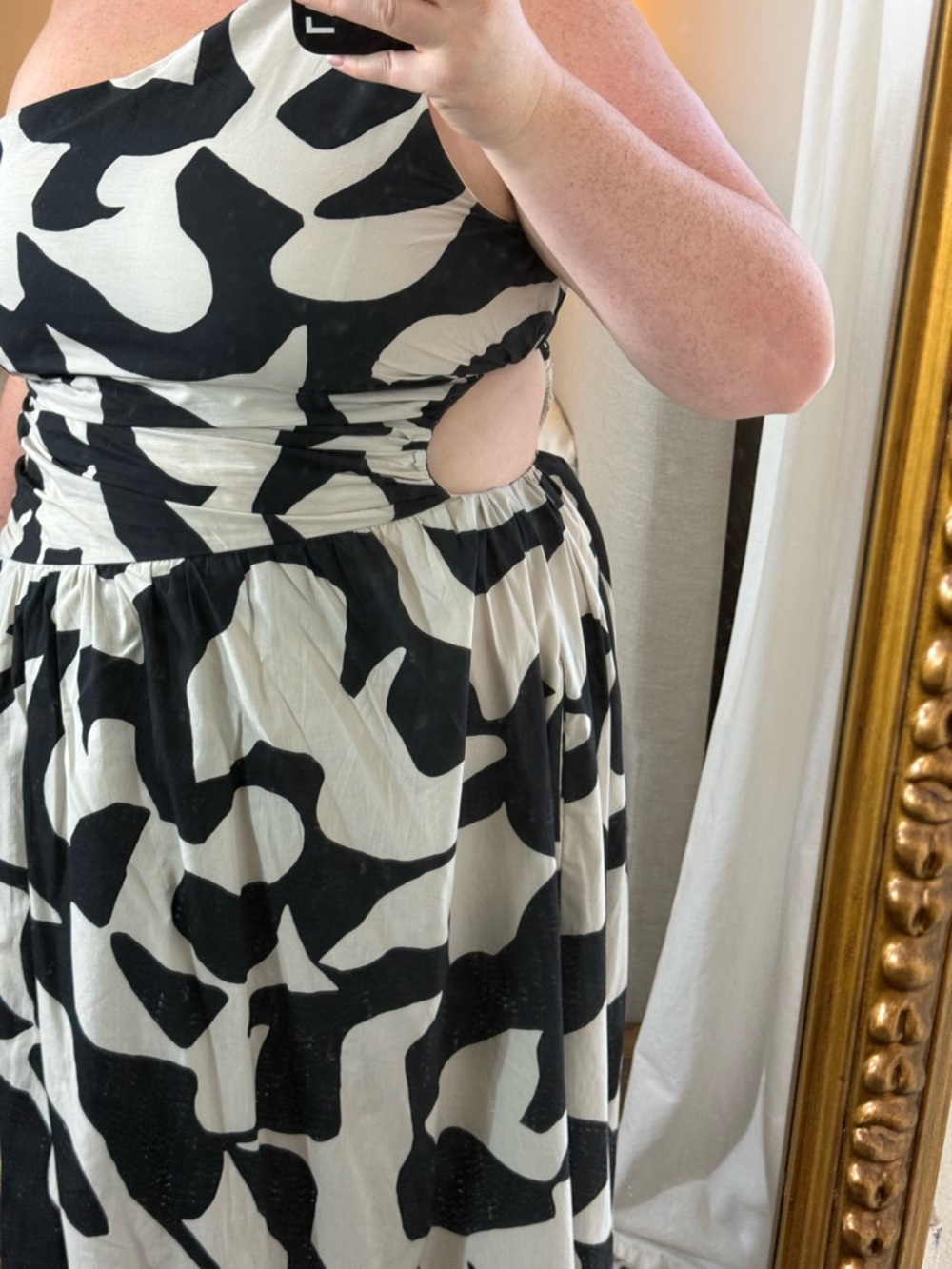 Abercrombie One Shoulder Black White Dress With Waist Cutout - Picture 3 of 7